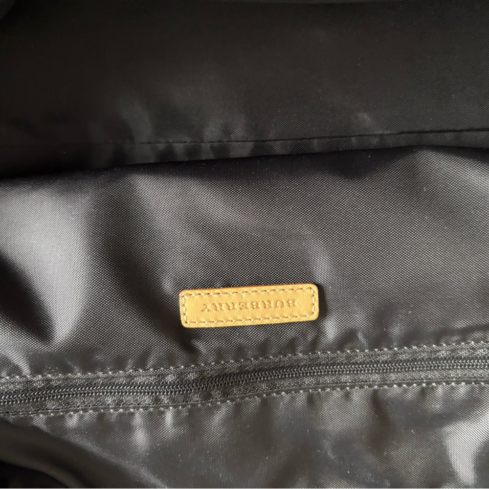 Burberry Black Canvas Tote/ Tan Leather Handles with Nova Check Bottom/Interior - Picture 5 of 16